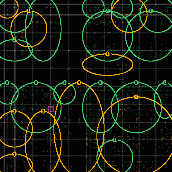 Encircled drift receipt for commit 313340752 — green in-lane rings, amber bleed, red drift