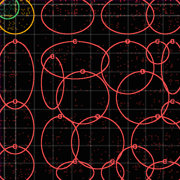 Encircled drift receipt for commit 56170d4ac — green in-lane rings, amber bleed, red drift