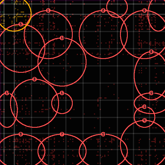 Encircled drift receipt for commit 56c4d42a9 — green in-lane rings, amber bleed, red drift