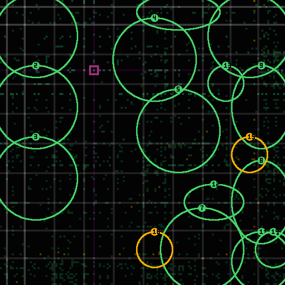 Encircled drift receipt for commit 911e1f979 — green in-lane rings, amber bleed, red drift