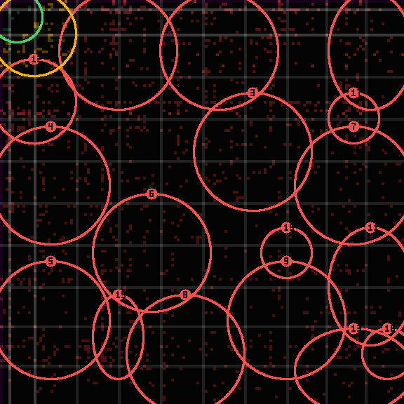 Encircled drift receipt for commit aa1817fc0 — green in-lane rings, amber bleed, red drift