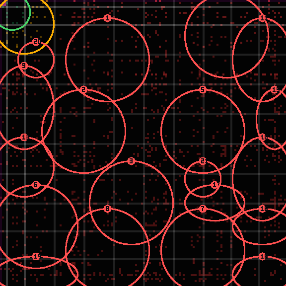 Encircled drift receipt for commit baf91a5ff — green in-lane rings, amber bleed, red drift