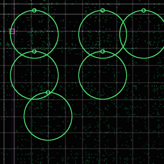 Encircled drift receipt for commit c04e1480a — green in-lane rings, amber bleed, red drift