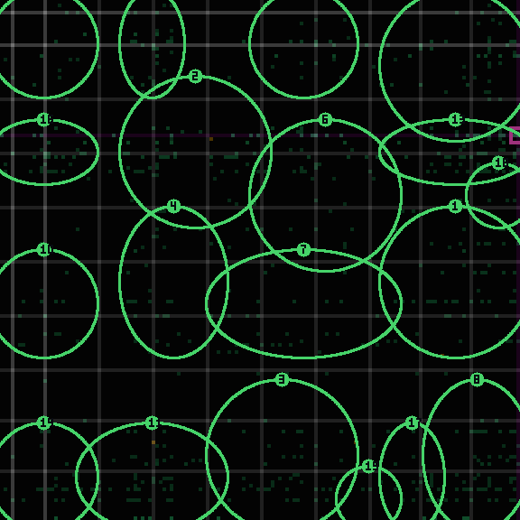 Encircled drift receipt for commit db34fd24f — green in-lane rings, amber bleed, red drift