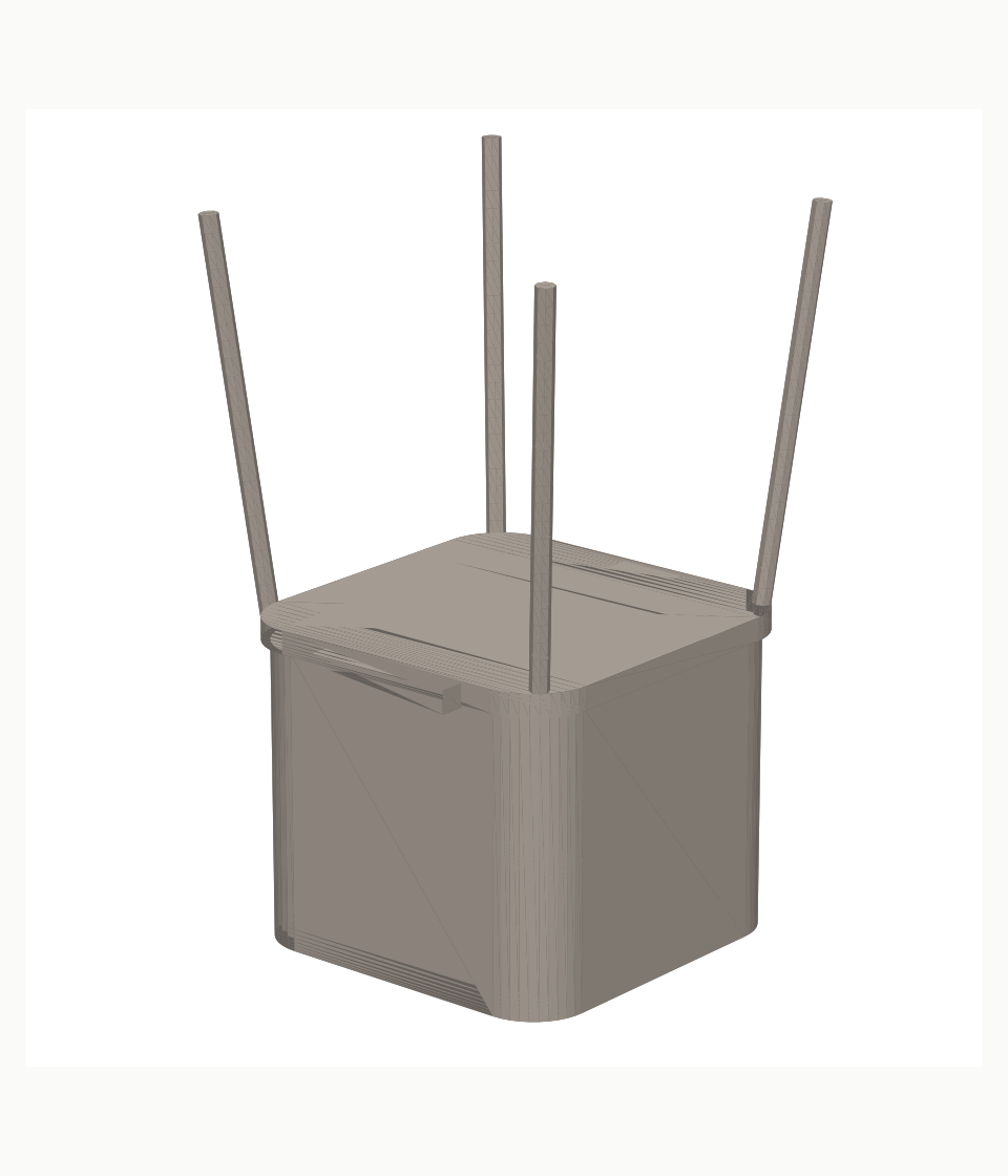 The tin — first 3D render (Python-generated)
